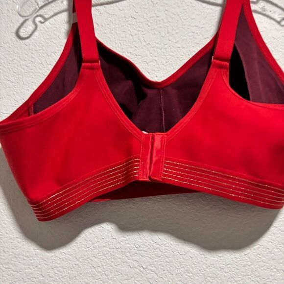 NWT Cacique Women's Bra Red 44C Floral Full-Coverage Lace Trim Wire-Free - Picture 3 of 9